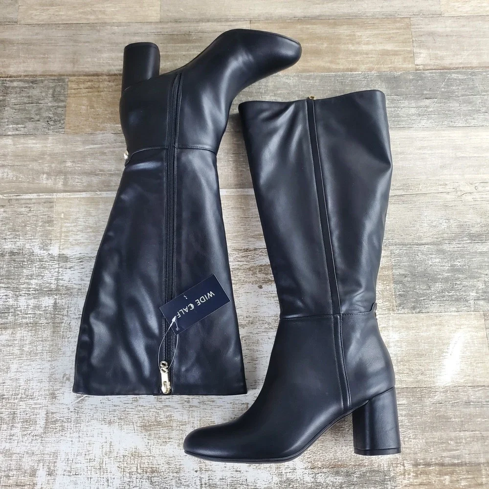Naturalizer Loving Womens Wide Calf Knee High Boot Sz 7.5 M Black Side Zip